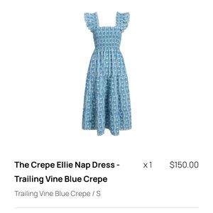 Hill house home crepe Ellie nap dress, trailing vines blue Sz Small